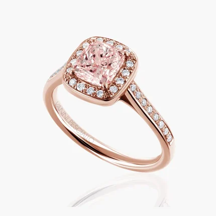 Anello Aura in oro rosa 18kt con diamante rosa