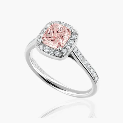 Anello Aura in oro bianco 18kt con diamante rosa