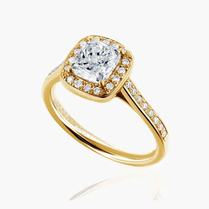 Bague Aura en or jaune 18 carats avec diamant blanc