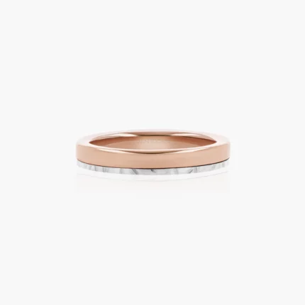 Rocky Mountain Line wedding rings in 18kt rose gold