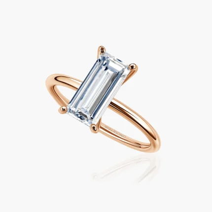Anello Voltige Solo, taglio baguette in oro rosa 18kt