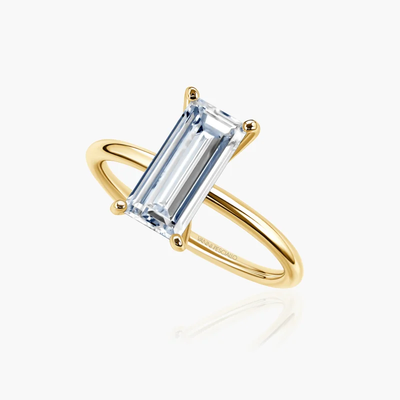 Anello Voltige Solo, taglio baguette in oro giallo 18kt