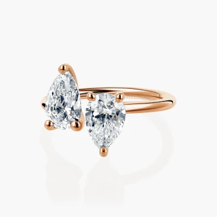 Anello Voltige Toi et Moi, doppia goccia in oro rosa 18kt