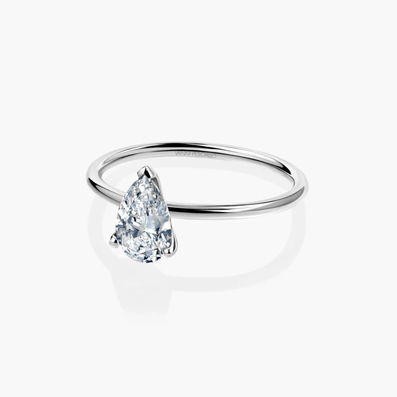 Anello Voltige Solo, taglio goccia in oro bianco 18kt