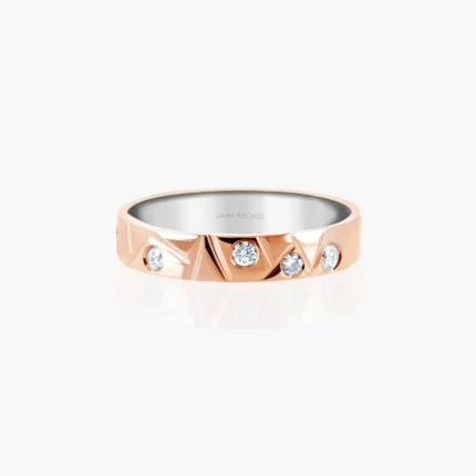Trigon Diamonds wedding rings in 18kt rose gold