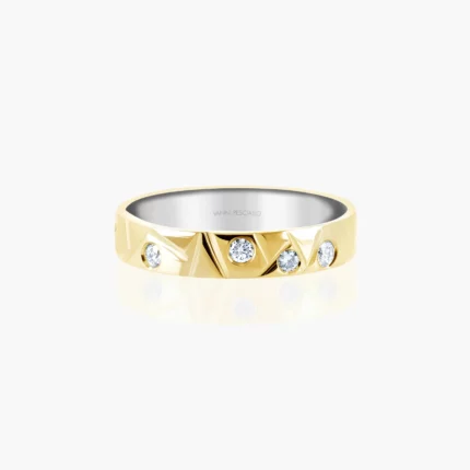 Trigon Diamonds wedding rings in 18kt yellow gold