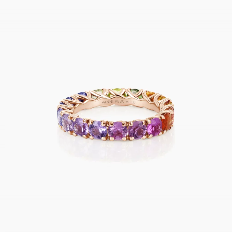 Anello Rainbow Eternity in oro rosa 18kt