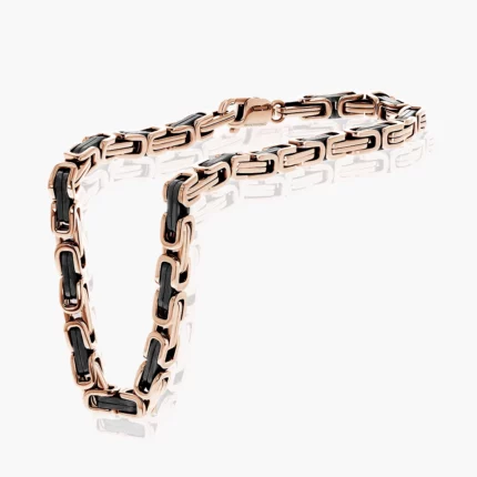 Men’s bracelet in 18k rose gold and carbon – Carbon Link, Vanni Pesciallo