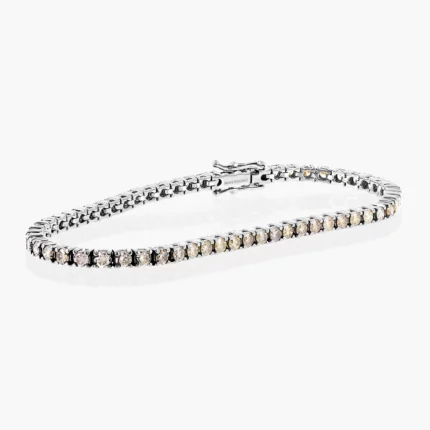 Champagne diamond tennis bracelet in 18k white gold – Classic Tennis Champagne, Vanni Pesciallo