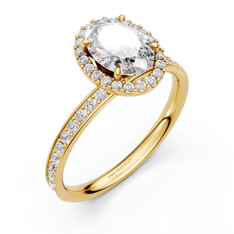 Ovale 1 ct · alone · pavé · oro giallo