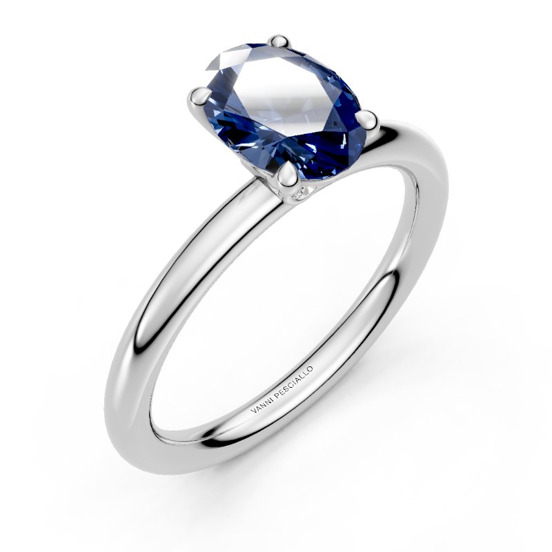 Zaffiro blu ovale · castone segreto