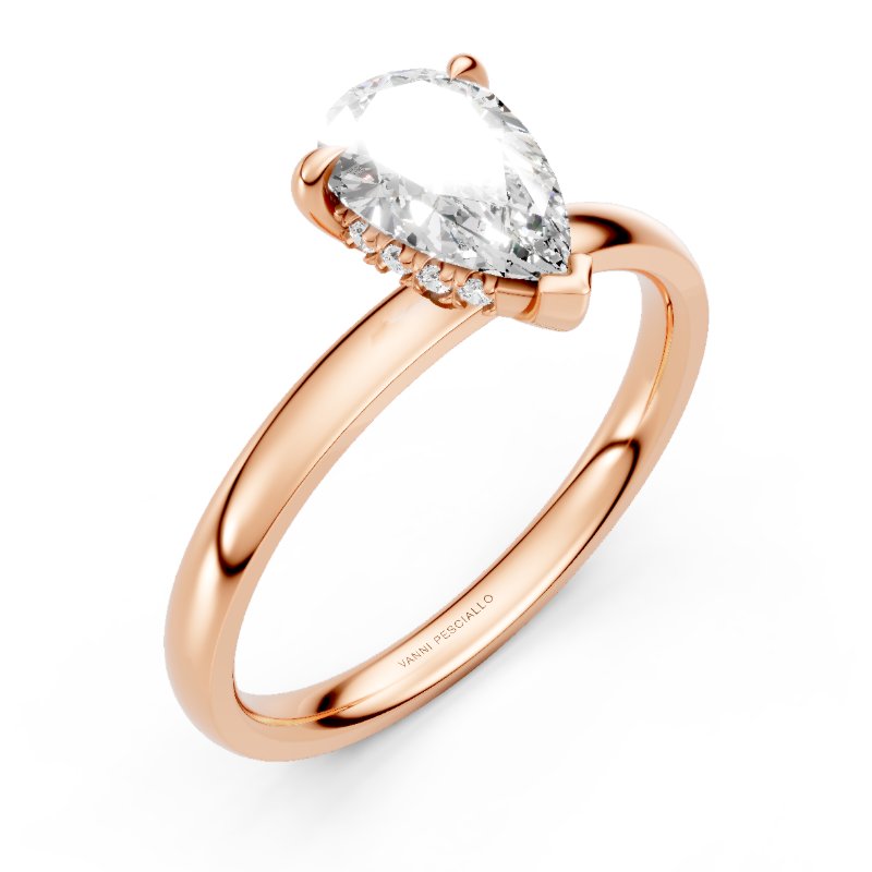 Goccia 1 ct · alone nascosto · gambo 2 mm · oro rosa